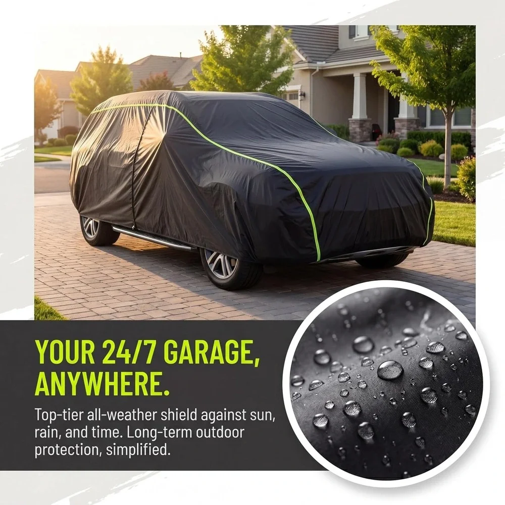 J&J Heavy Duty car Cover, 300D & Soft Lining, Driver&Trunk, Silver COUPE 185 IN